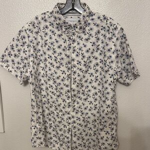Denim & Flower Men's Casual Shirt with Blue Floral Print